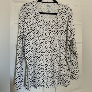 Croft & Barrow Cotton Polka Dot Long Sleeve Top